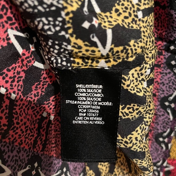 New! Alice + Olivia Willa Rainbow Stace Face 100% Silk Blouse 💜 💛 XS - Picture 15 of 16